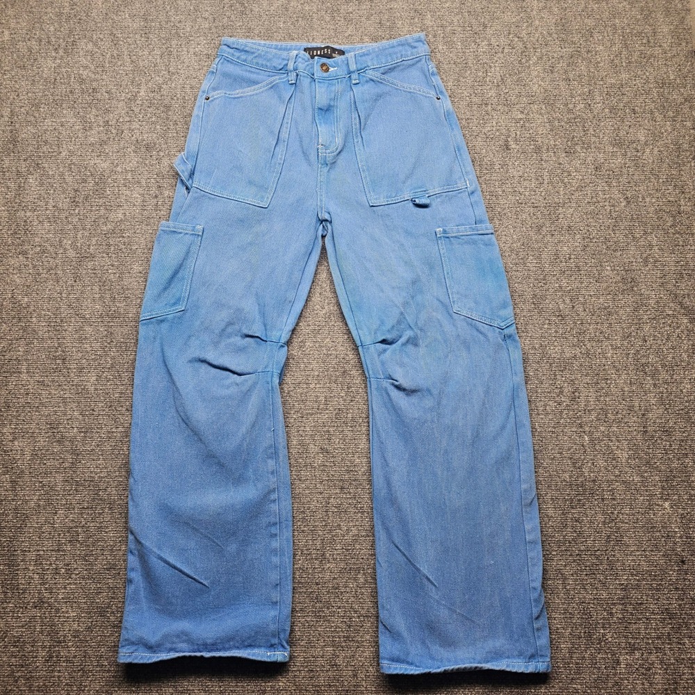 Lioness Blue Cargo Pants Wide Leg Contrast Stitch Utility Trousers Size S